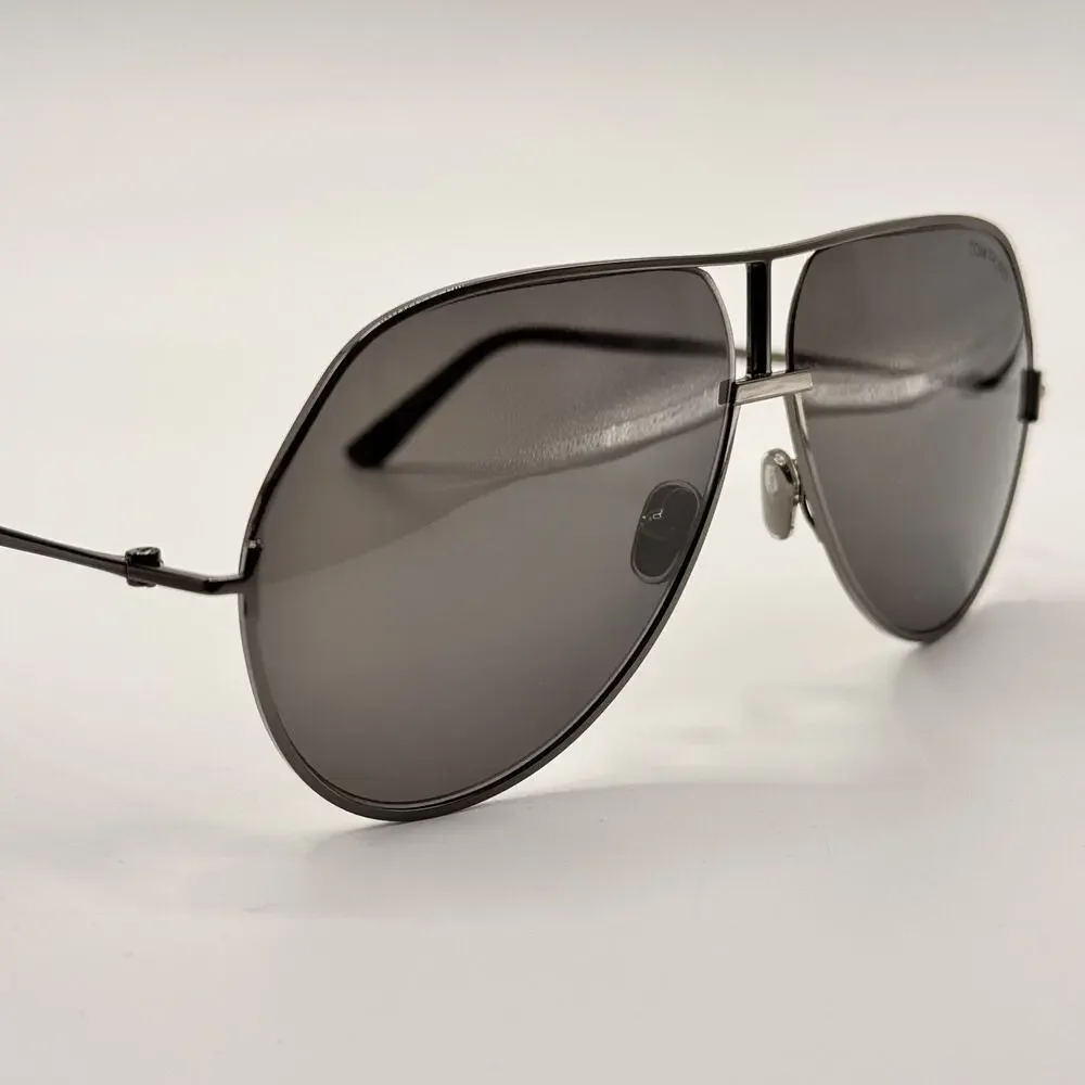 Tom Ford Sunglasses Rickie-02 TF1281 08A Gunmetal Aviator Frame Gray Lens 63mm
